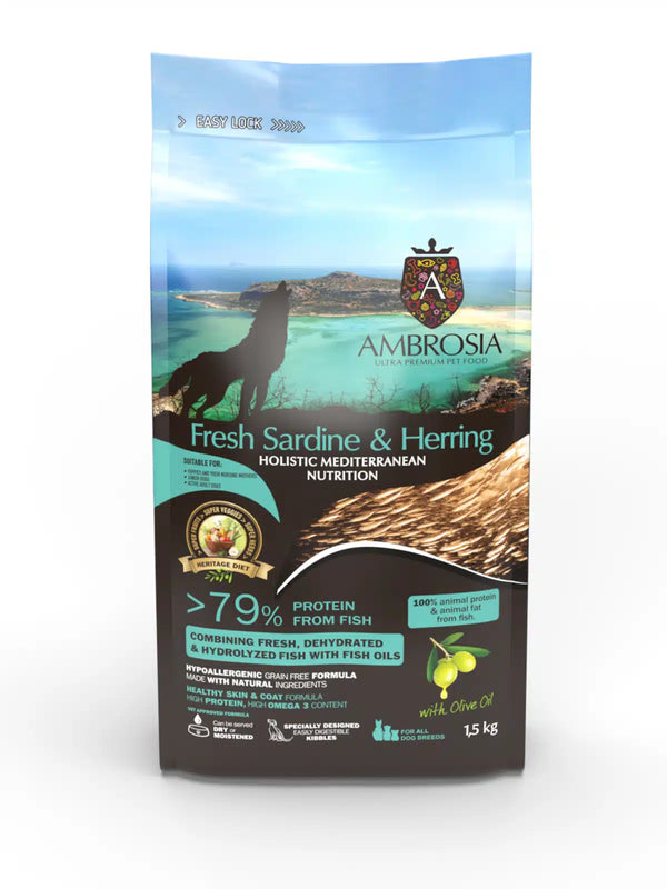 Ambrosia Mediterranean Fresh Sardine & Herring Puppy Food 1.5kg/5kg