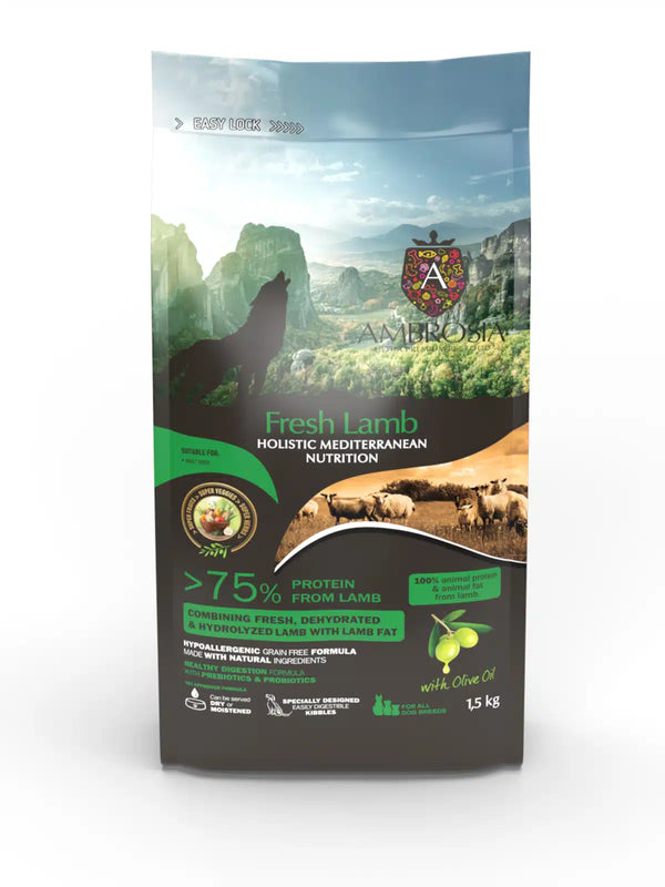 Ambrosia Mediterranean Fresh Lamb Adult Dog Food 1.5kg/5kg