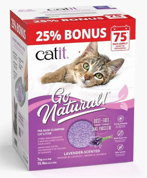 Catit Go Natural Lavender/Vanilla Pea Husk Clumping Cat Litter 7kg (~75 days supply)