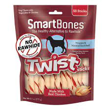 SmartBones Twist Sticks 50pcs - Chicken/Peanut Butter