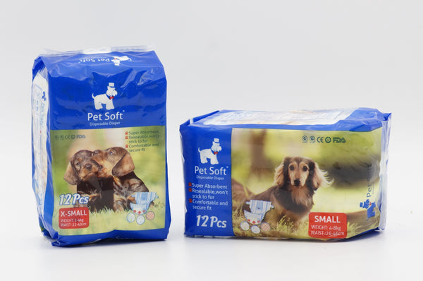 Pet Soft Female Disposable Puppy Dog Diaper 12pcs XXS/XS/S/M/L/XL
