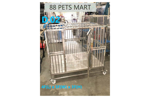 Stainless Steel Cage – Dog 4ft (L) x 3ft (W) x 3ft (H)